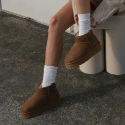 Emu Australia Buty Damskie Foy Flatform Micro Chestnut Kolor Brązowy