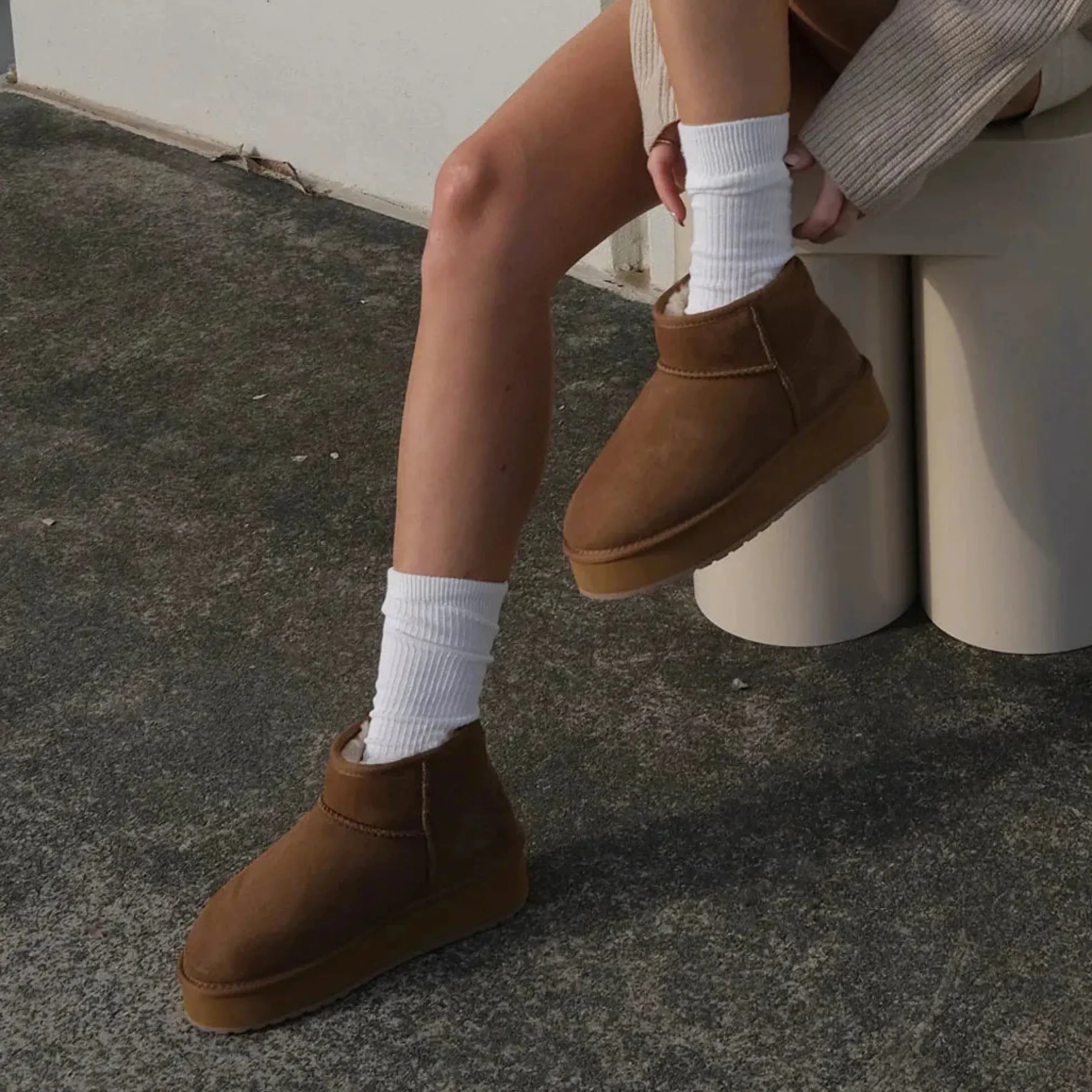 Emu Australia Buty Damskie Foy Flatform Micro Chestnut Kolor Brązowy