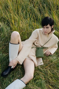 THE MAR torebka skórzana Oyster Mini Green