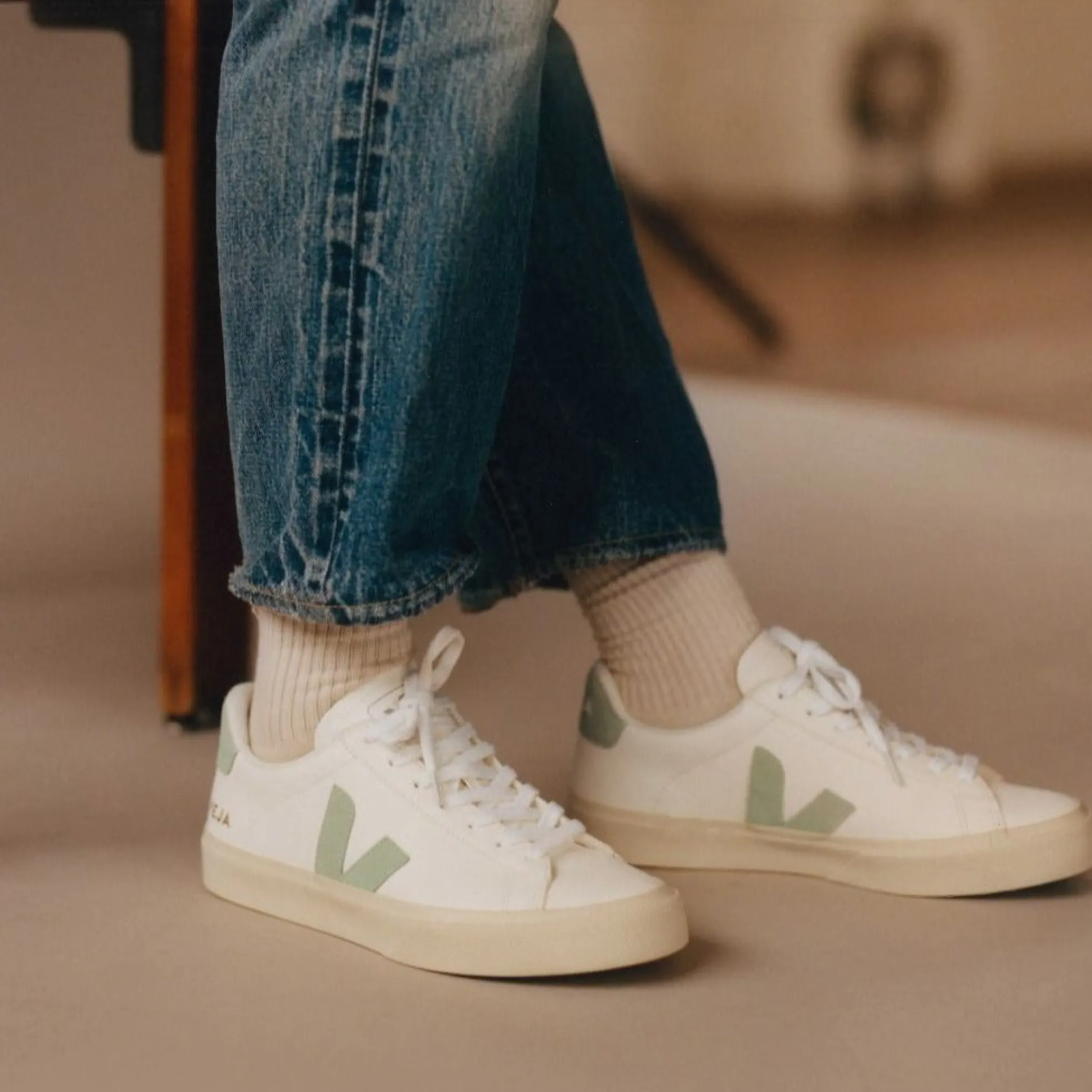 Veja Campo Sneakersy Damskie Chromefree Leather Extra White Matcha Kol
