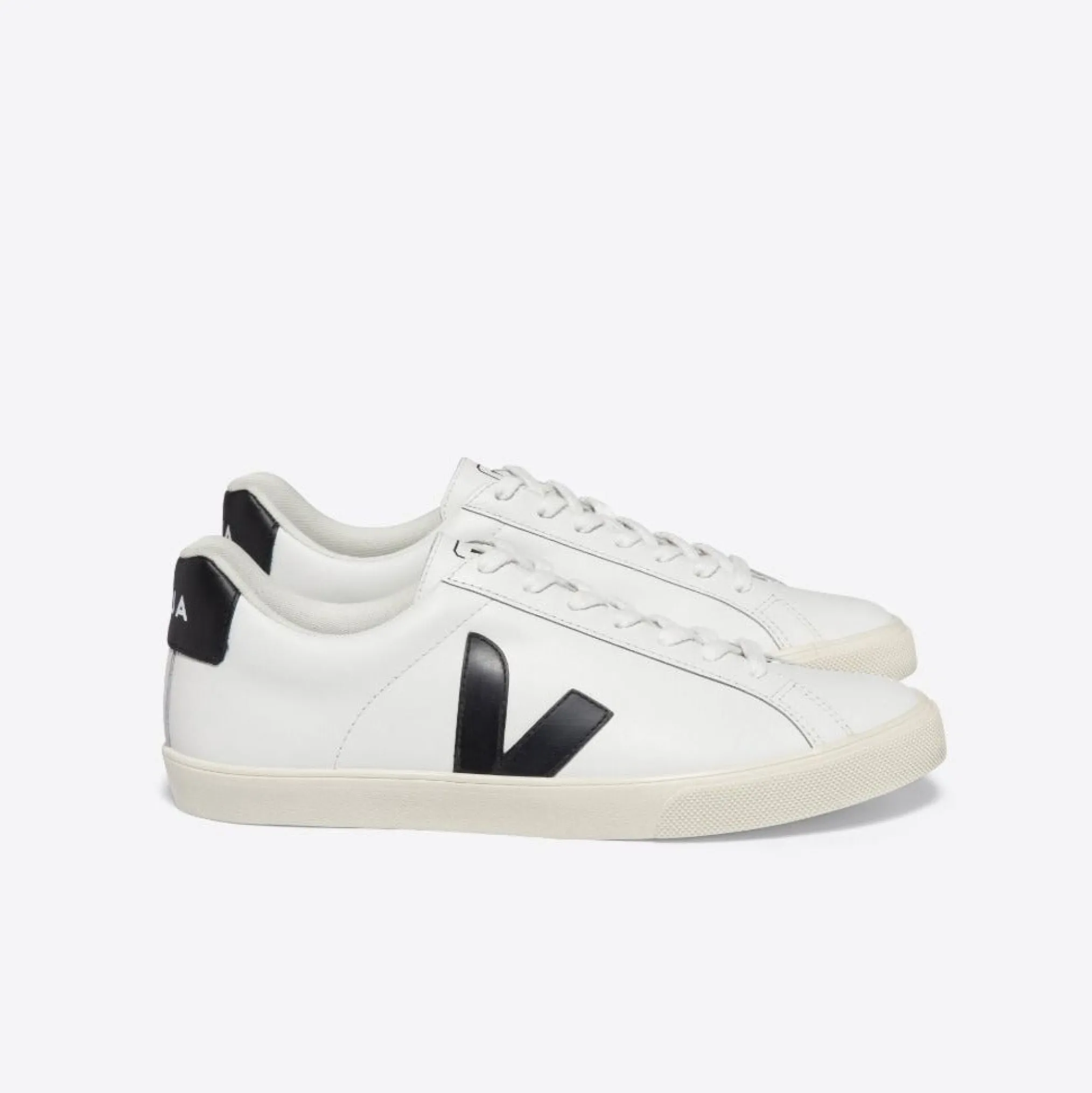Veja Esplar Logo Sneakersy Damskie Leather Extra White Black Kolor Bia