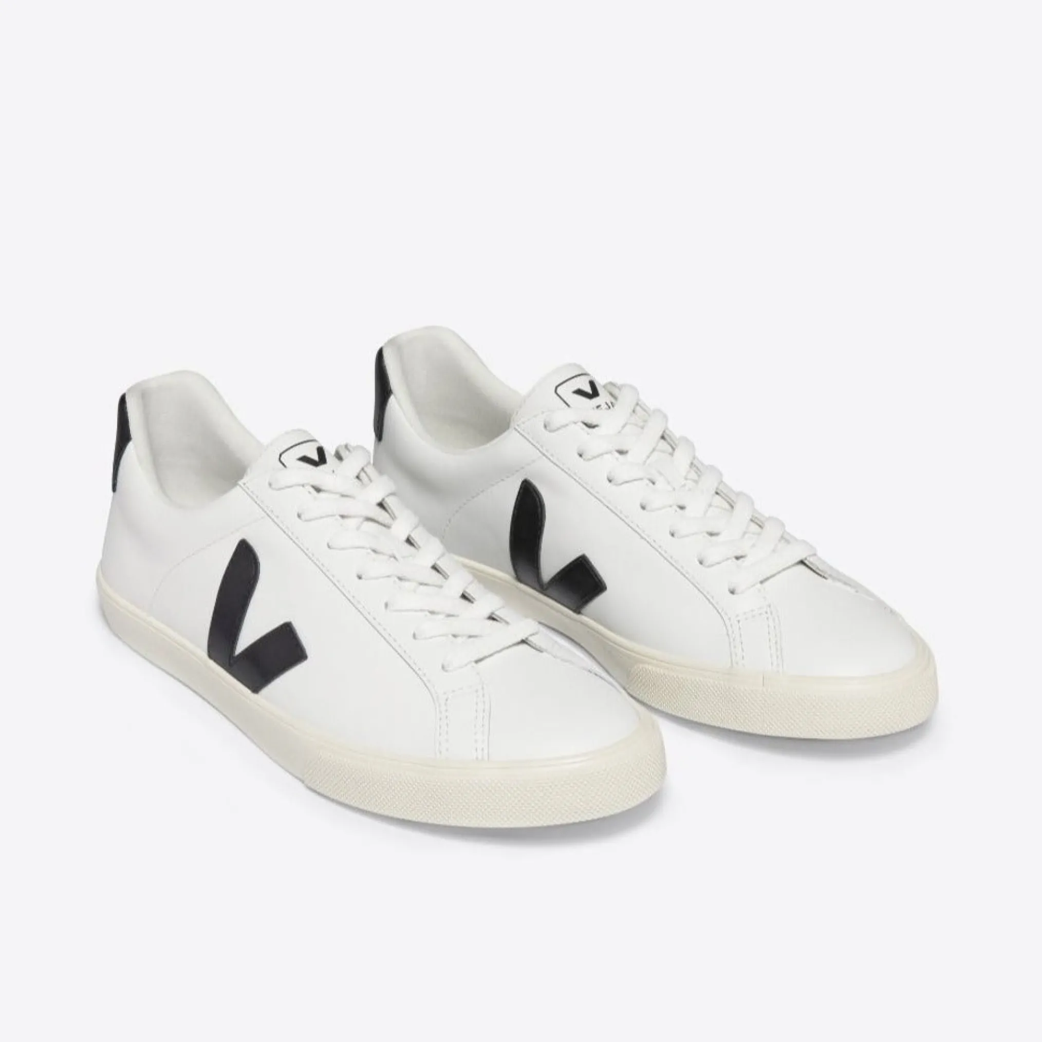 Veja Esplar Logo Sneakersy Damskie Leather Extra White Black Kolor Bia
